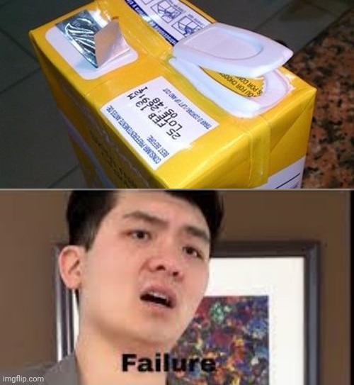 *punches hole in carton* | image tagged in failure,carton,cartons,you had one job,box,memes | made w/ Imgflip meme maker