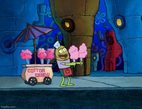 cotton candy, spongebob | image tagged in cotton candy spongebob | made w/ Imgflip meme maker