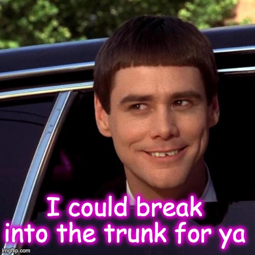 Dumb and Dumber | I could break into the trunk for ya | image tagged in dumb and dumber | made w/ Imgflip meme maker