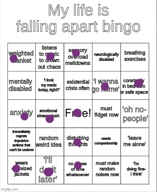 my life is falling apart bingo | image tagged in my life is falling apart bingo | made w/ Imgflip meme maker