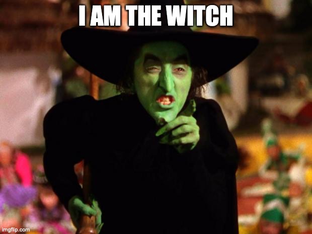 wicked witch  | I AM THE WITCH | image tagged in wicked witch | made w/ Imgflip meme maker