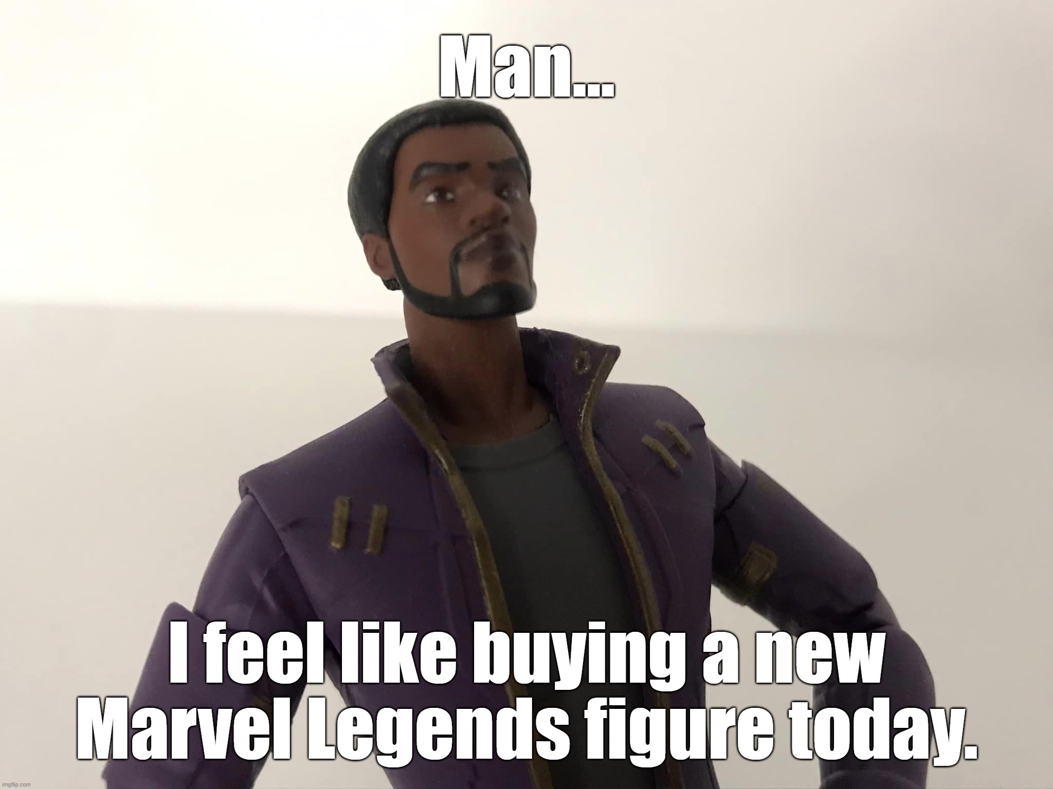 T'Challa Star-Lord's thoughts | Man... I feel like buying a new Marvel Legends figure today. | image tagged in t'challa star-lord's thoughts | made w/ Imgflip meme maker