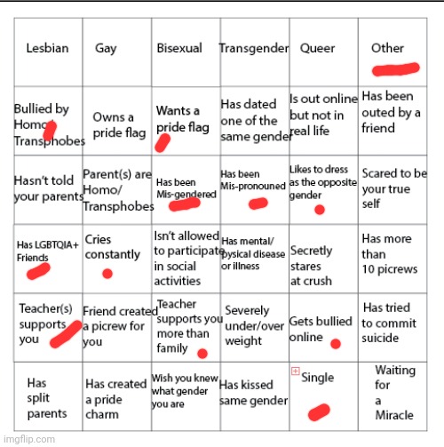 Way different than it was last time | image tagged in lgbtqia bingo | made w/ Imgflip meme maker