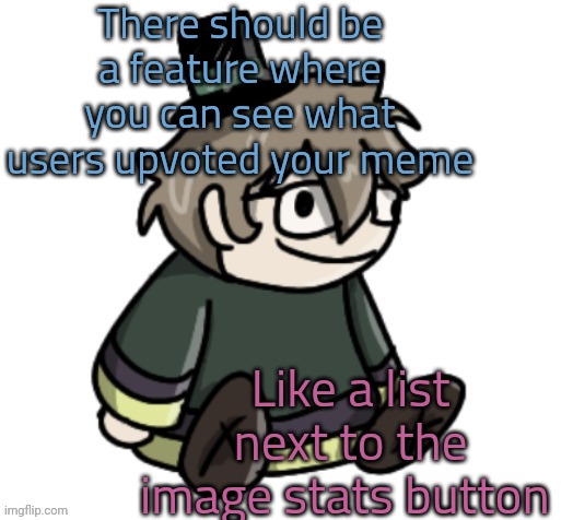 cracker | There should be a feature where you can see what users upvoted your meme; Like a list next to the image stats button | image tagged in cracker | made w/ Imgflip meme maker