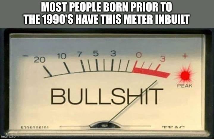 It's pinging its head OFF | MOST PEOPLE BORN PRIOR TO THE 1990'S HAVE THIS METER INBUILT | image tagged in bullshit meter | made w/ Imgflip meme maker