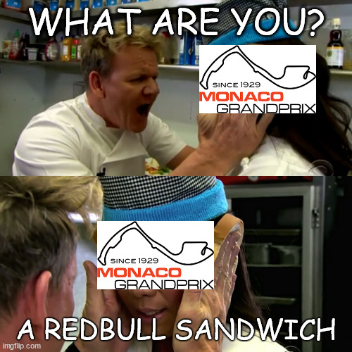 #MonacoGP #F1 #OracleRedBullRecing | WHAT ARE YOU? A REDBULL SANDWICH | image tagged in gordon ramsay idiot sandwich | made w/ Imgflip meme maker