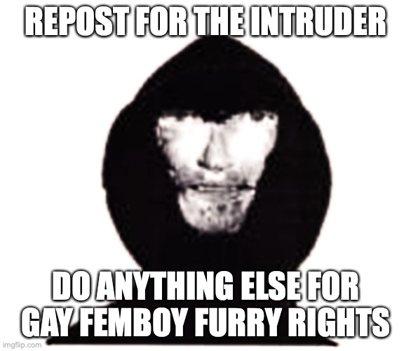 Intruder | REPOST FOR THE INTRUDER; DO ANYTHING ELSE FOR GAY FEMBOY FURRY RIGHTS | image tagged in intruder | made w/ Imgflip meme maker