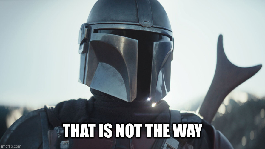 The Mandalorian. | THAT IS NOT THE WAY | image tagged in the mandalorian | made w/ Imgflip meme maker