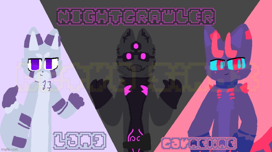 Lang, Nightcrawler, and Carneline! | image tagged in kaiju paradise,drawings,furry | made w/ Imgflip meme maker