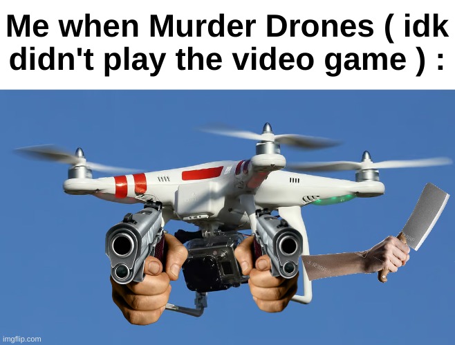 Me when Murder Drones ( idk didn't play the video game ) : | made w/ Imgflip meme maker