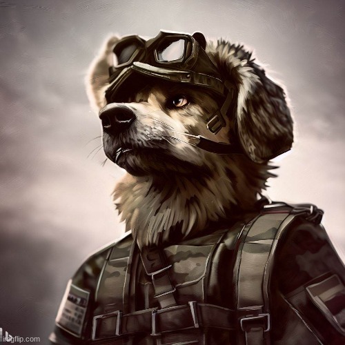 AI generated dog in the military! | image tagged in ai art,artificial intelligence,furry art,furry,the furry fandom | made w/ Imgflip meme maker