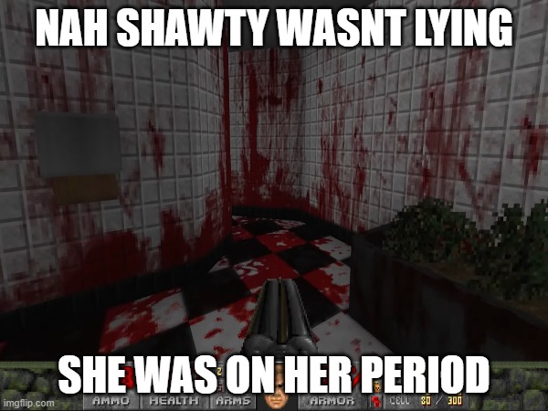 NAH SHAWTY WASNT LYING; SHE WAS ON HER PERIOD | image tagged in doom | made w/ Imgflip meme maker