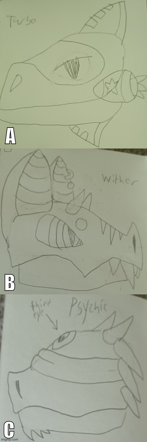 Ello Furries stream! I'm gonna make another dragon puppet, which one should I make? A, B, or C? | A; B; C | image tagged in paper | made w/ Imgflip meme maker
