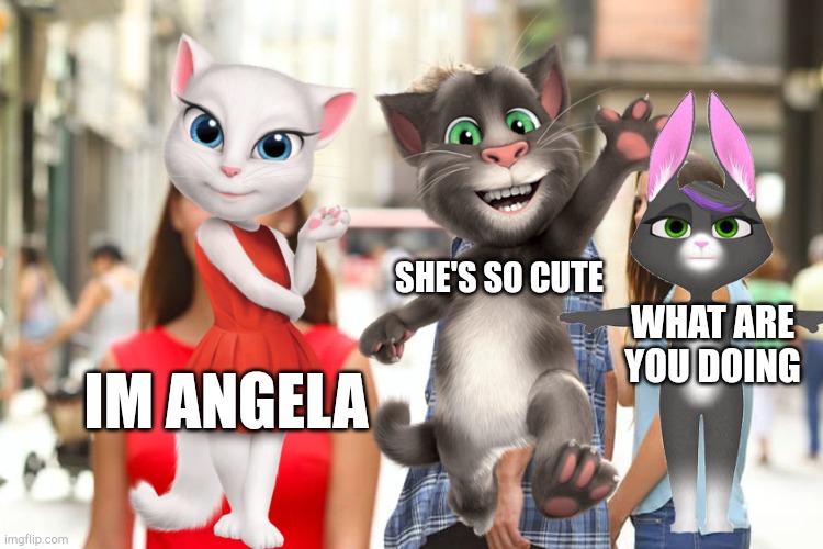 Tom Cutes Angela | SHE'S SO CUTE; WHAT ARE YOU DOING; IM ANGELA | image tagged in funnymemes | made w/ Imgflip meme maker