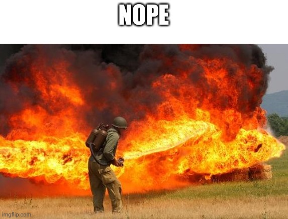 Nope flamethrower | NOPE | image tagged in nope flamethrower | made w/ Imgflip meme maker