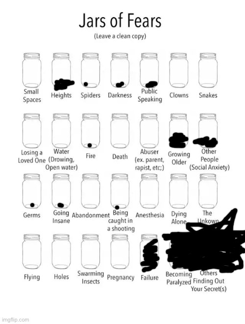 Jar of fears clear version | image tagged in jar of fears clear version | made w/ Imgflip meme maker