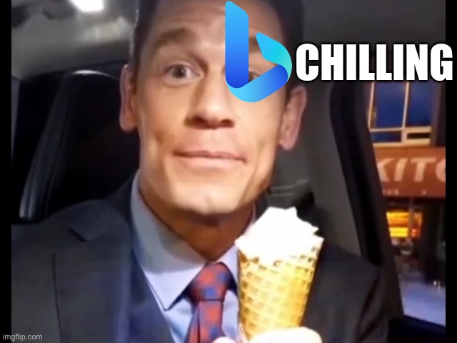 nom nom | CHILLING | image tagged in bing chilling | made w/ Imgflip meme maker