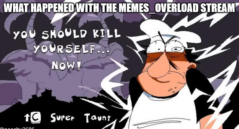 You should kill yourself now (Peppino) | WHAT HAPPENED WITH THE MEMES_OVERLOAD STREAM | image tagged in you should kill yourself now peppino | made w/ Imgflip meme maker