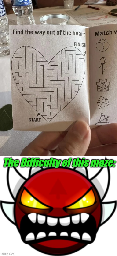 There is something weird | The Difficulty of this maze: | image tagged in extreme demon,you had one job,memes,funny | made w/ Imgflip meme maker