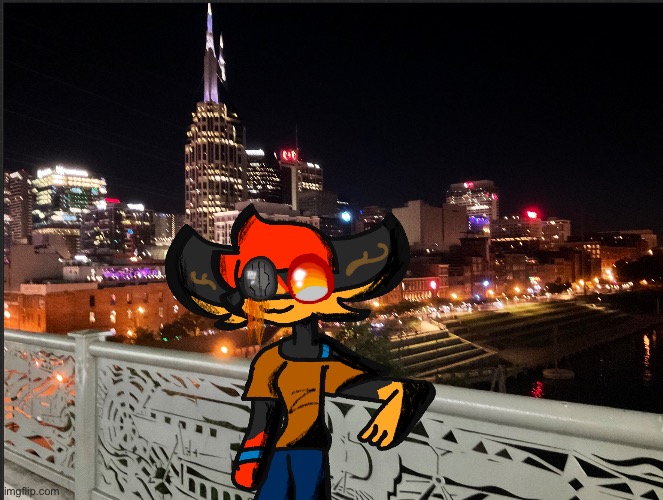 Nashville Night (I didn’t drew the background, it is just a photo.) | image tagged in drawing | made w/ Imgflip meme maker