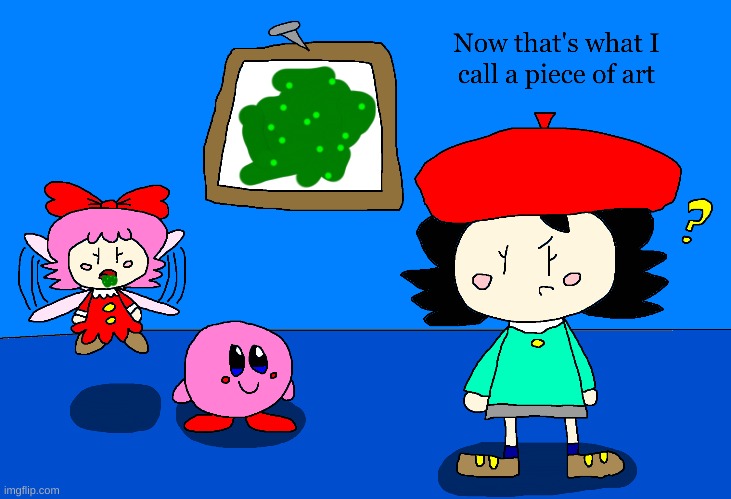 A Canvas with Vomit on it is Art | image tagged in kirby,vomit,fanart,parody,cute,funny | made w/ Imgflip meme maker
