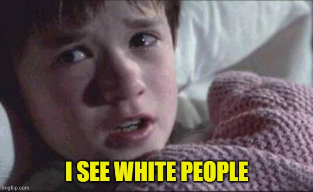 I See Dead People Meme | I SEE WHITE PEOPLE | image tagged in memes,i see dead people | made w/ Imgflip meme maker