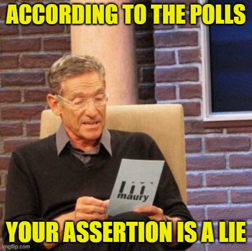 Maury Lie Detector Meme | ACCORDING TO THE POLLS YOUR ASSERTION IS A LIE | image tagged in memes,maury lie detector | made w/ Imgflip meme maker