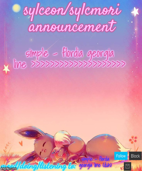 sylceon's eevee template | simple - flordia georgia line >>>>>>>>>>>>>>>>>>>>; simple - flordia georgia line (duh) | image tagged in sylceon's eevee template | made w/ Imgflip meme maker