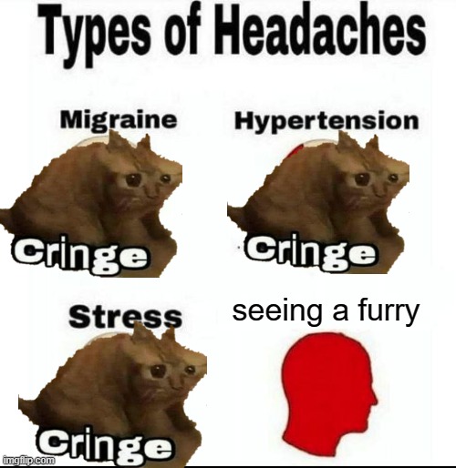 true | seeing a furry | image tagged in types of headaches meme,anti furry | made w/ Imgflip meme maker