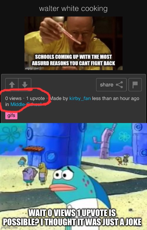 Uhhh | WAIT 0 VIEWS 1 UPVOTE IS POSSIBLE? I THOUGHT IT WAS JUST A JOKE | image tagged in wait you guys actually | made w/ Imgflip meme maker