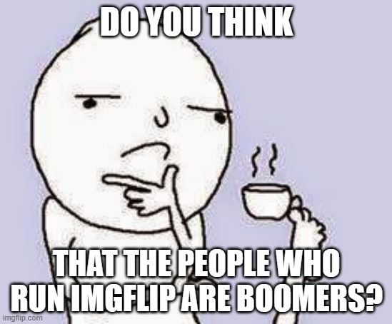 DO YOU THINK; THAT THE PEOPLE WHO RUN IMGFLIP ARE BOOMERS? | image tagged in meme | made w/ Imgflip meme maker