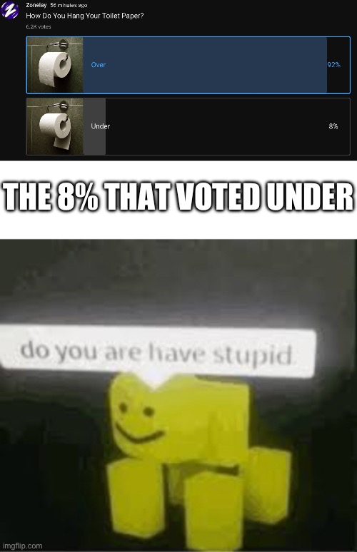THE 8% THAT VOTED UNDER | image tagged in do you are have stupid | made w/ Imgflip meme maker