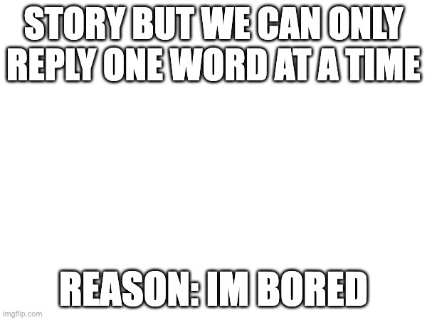 fr | STORY BUT WE CAN ONLY REPLY ONE WORD AT A TIME; REASON: IM BORED | made w/ Imgflip meme maker