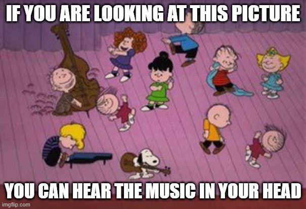 Peanuts Music | IF YOU ARE LOOKING AT THIS PICTURE; YOU CAN HEAR THE MUSIC IN YOUR HEAD | image tagged in classic cartoons | made w/ Imgflip meme maker