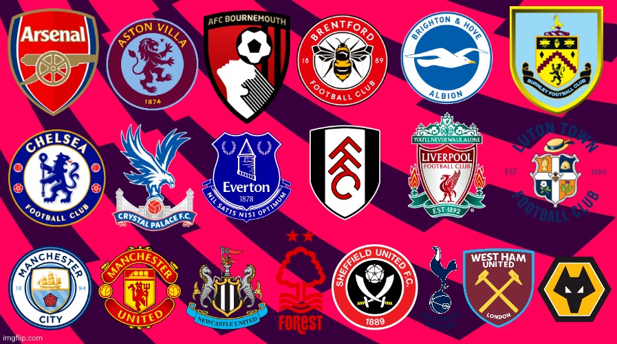 all 20 Premier League Teams for the 2023-2024 season | image tagged in premier league,arsenal,chelsea,liverpool,manchester city,manchester united | made w/ Imgflip meme maker