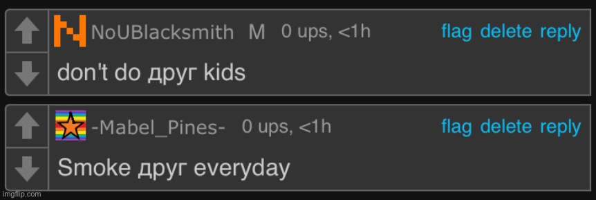 Frost note: two kinds of people
Mabel note: was about to say that | made w/ Imgflip meme maker