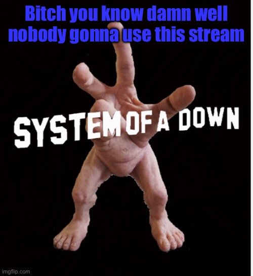 Also can I have mod just incase they do post here | Bitch you know damn well nobody gonna use this stream | image tagged in hand creature | made w/ Imgflip meme maker