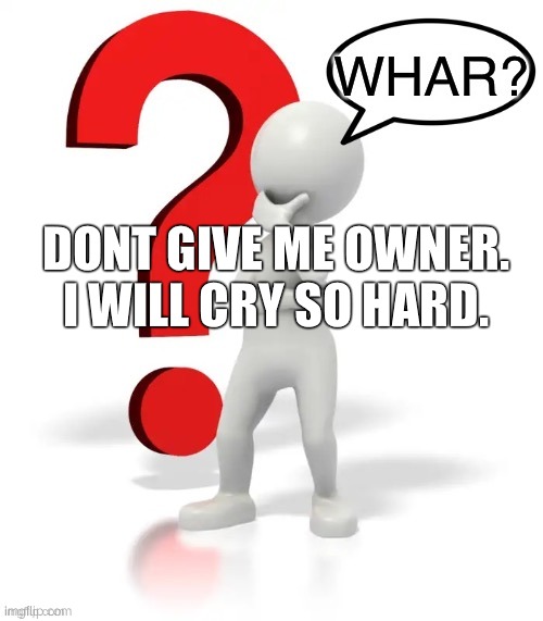 fr | DONT GIVE ME OWNER. I WILL CRY SO HARD. | image tagged in whar | made w/ Imgflip meme maker