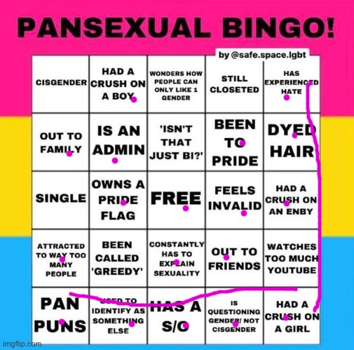 bingo memes are a lot but im doing it anyway because boredom | image tagged in pansexual bingo,e | made w/ Imgflip meme maker