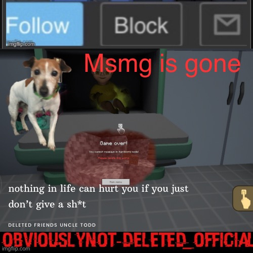 There’s nothing left | Msmg is gone | image tagged in obviously not deleted | made w/ Imgflip meme maker