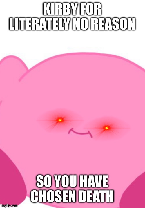 Kerby | KIRBY FOR LITERATELY NO REASON; SO YOU HAVE CHOSEN DEATH | image tagged in memes | made w/ Imgflip meme maker