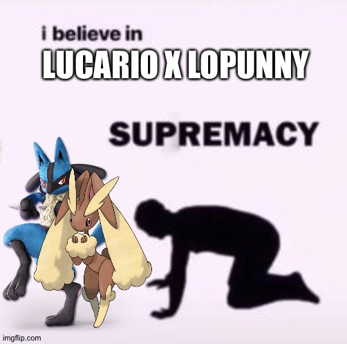 I believe in supremacy | LUCARIO X LOPUNNY | image tagged in i believe in supremacy,pokemon | made w/ Imgflip meme maker