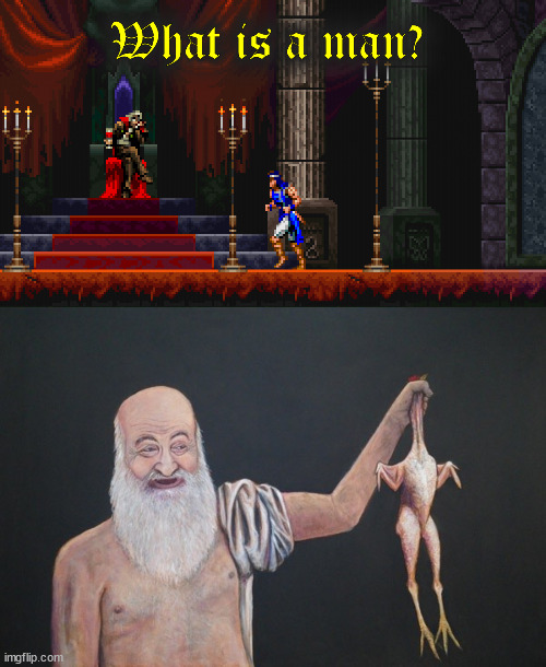 Dracula vs Diogenes | image tagged in dracula,gaming,castlevania,greece,philosophy,philosopher | made w/ Imgflip meme maker