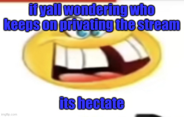 Happy yet cursed | if yall wondering who keeps on privating the stream; its hectate | image tagged in happy yet cursed | made w/ Imgflip meme maker