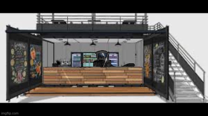 to cope with the move to MEMES_OVERLOAD, he opened a small diner in a shipping container. | made w/ Imgflip meme maker