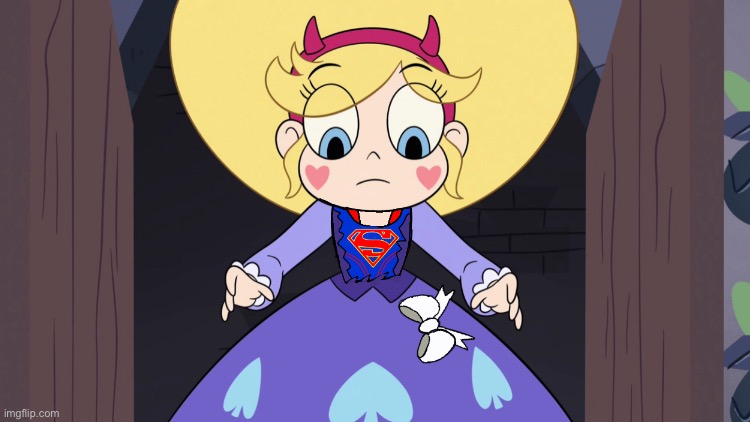 Hero idenity Reveal. | image tagged in supergirl,star vs the forces of evil,star butterfly,fanart | made w/ Imgflip meme maker