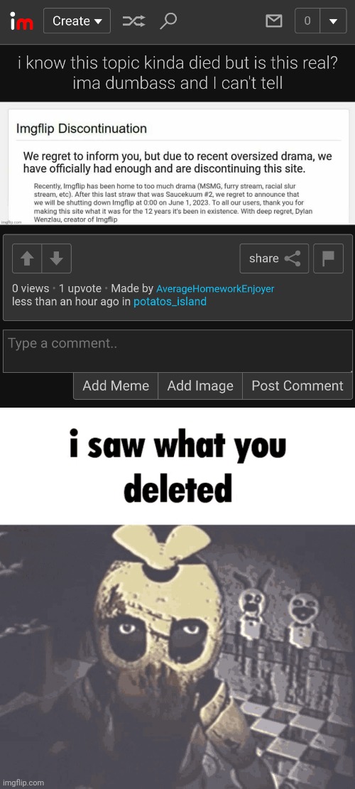 image tagged in i saw what you deleted | made w/ Imgflip meme maker