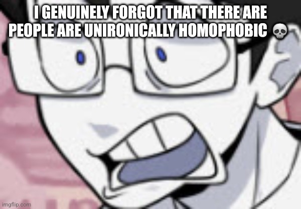 QHAR | I GENUINELY FORGOT THAT THERE ARE PEOPLE ARE UNIRONICALLY HOMOPHOBIC 💀 | image tagged in qhar | made w/ Imgflip meme maker