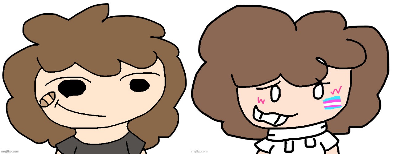 these two goobers (they're my characters but Sylc drew them) | made w/ Imgflip meme maker