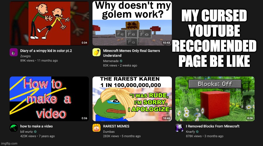 This is why I have a 20 letter password | MY CURSED YOUTUBE RECCOMENDED PAGE BE LIKE | image tagged in lol,this is a tag | made w/ Imgflip meme maker